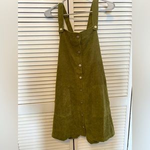 Corduroy olive green overall dress sz 2x